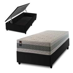 Conjunto Box Baú Preto Oxford Verde 88x188x74 Espuma D33