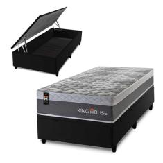 Conjunto Box Baú Sheffield Cinza 96x203x72 c/ Molas Ensacadas