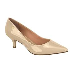 Scarpin Feminino Vizzano Salto Baixo Bico Fino Verniz Nude – Confortável, Elegante e Versátil