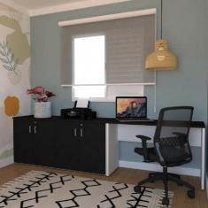 Escrivaninha Mesa Escritório 100cmx47cm com Armário Baixo 4 Portas 25m