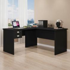 Escrivaninha Mesa Escritório em L 2 Gavetas 150x120cm Thor Espresso Mó