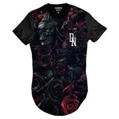Camiseta Longa Skull Flowers Cemitério de Caveiras com Flores - Di Nue