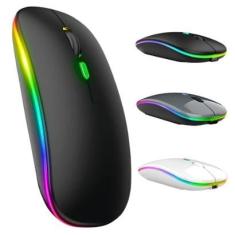Mouse Sem Fio Recarregável Wireles Optico Led Rgb Ergonômico-Unissex