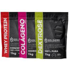 Kit: Whey Protein Concentrado 1Kg + Colágeno 1Kg + Dextrose 1Kg - 100% Importado - Soldiers Nutritio-Unissex
