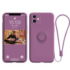 Capa de suporte de telefone com anel de silicone líquido para Samsung Galaxy S23 Ultra Plus S22 S21 FE S10 S10E S8 S9 Plus Capa protetora, roxo escuro, para S21FE