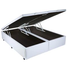 Base Box Bipartida Baú Queen em Suede Universal 41x198x158 Cor Branco