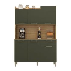 Armário de Cozinha Compacta 6 Portas e 1 Gaveta 121cm Florença Freijó Real - Pallazio