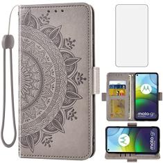 Asuwish Compatível com Moto G9 Power Capa carteira de vidro temperado protetor de tela suporte de cartão alça de pulso capa de celular para Lenovo K12 Pro MotoG9Power Motorola 9 9G G9Power XT2091 2021