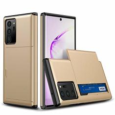 Fastsun Capa para Samsung Galaxy Note 20 Ultra, ultrafina, à prova de choque, capa rígida de silicone com camada dupla protetora para cartão de crédito, compartimento para cartões de identificação