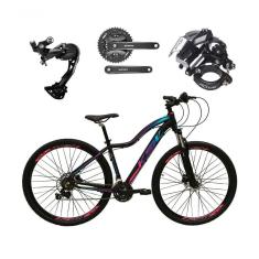 Bicicleta Aro 29 Ksw Mwza Feminina Câmbio Shimano Alívio E Altus 27v F/hidráulico Garfo Trava - Preto/pink/azul Tam.15