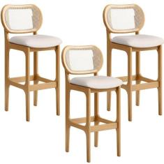 Kit 03 Banquetas Altas Para Cozinha Bancada Sala Tela Betta Fixa L02 L