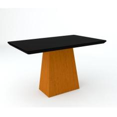 Mesa de Jantar Para 4 ou 6 Lugares Tampo De Madeira Com Vidro Bárbara 