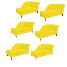 Kit 06 Recamier  Decorativa  Judi Pé em Madeira  2 Lugares Sala de Est