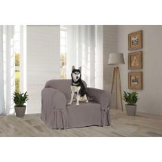 Capa e Protetor de Sofá Exclusivo 1 Lugar em Gorgurão Cinza Grafite Re