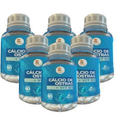 Cálcio De Ostra - 60 Caps 500Mg Kit Com - 6 Potes - Lider Vendas