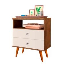 Mesa de Cabeceira Retro Status 2G Jequitibá Off White J&A - J&A Móveis