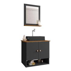 Gabinete Armário Banheiro Deli 2 Portas c/ Cuba Torino Preta