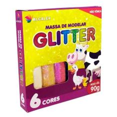 Massinha De Modelar Glitter 6 Cores 90g Alcalex 