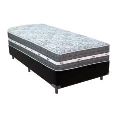 Cama Box Preto E Colchão Black Graphite Molas Ensacadas Solteiro 88x188x32 Anjos