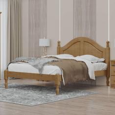 Cama de Casal Queen 214cm x 170cm com pés torneados Freijó Ouro Madeira Pinus - Finestra