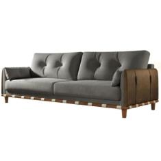 Sofá Living Luxo Fixo Antares 1.80m linho Cinza - ZARAT ESTOADOS