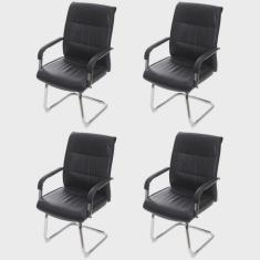 Kit 4 Cadeiras para Escritório Interlocutor Estofada em Corino Estocolmo 3323