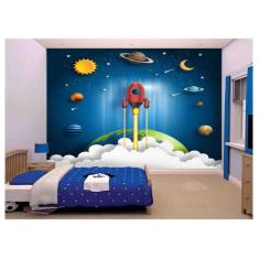 Papel De Parede Infantil Planetas Foguete Lua s151 - Você Decora