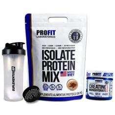 Combo Whey Isolate 1,8kg  Creatina 150g  Coqueteleira Profit, chocolat