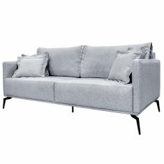 Sofá Decorativo 2 Lugares 180cm Pés em Aço Stagno Linho Cinza Rústico - Gran Belo