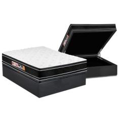 Cama Box Baú Casal: Colchão Espuma Castor D33 Black e White Air Double