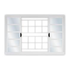 Janela de Correr Aço 4 Folhas com Grade Quadriculada MGM Minas Sul 100cmx150cm Requadro 12cm Vidro Mini Boreal Branco