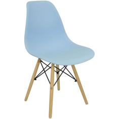Cadeira Charles Eames Eiffel Wood Design Azul Claro - Magazine Roma