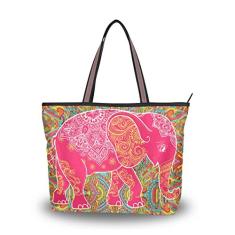 My Daily Women Bolsa de ombro linda elefante colorida bolsa de mão, Multi, Medium