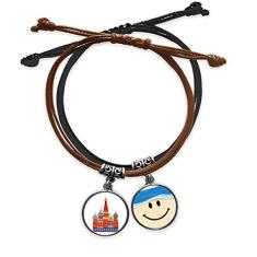 DIYthinker Pulseira de couro com estampa de Kremlin da Rússia com corrente de mão e símbolo nacional