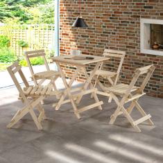 Conjunto Mesa Dobrável 4 Cadeiras Siena Móveis Madeira Maciça