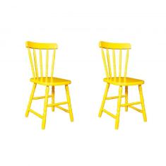 Conjunto 2 Cadeiras Para Cozinha Country Ecomóveis Amarelo