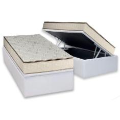 Conjunto Box Baú Solteiro: Colchão Molas Luckspuma Bonnel Montreal Spring + Base CRC Courano White(88x188)