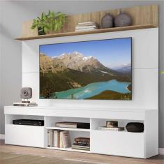 Rack com Painel TV 65&quot; Madri Multimóveis e Prateleira Branco/Rustic