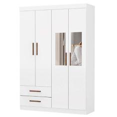 Guarda Roupa Hercules Solteiro 4 Portas 2 Gavetas Carioca Cor Branco