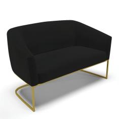 Sofá Namoradeira 2 Lugares Base Industrial Dourado Stella Linho D03 - D`rossi Cor A79 Preto