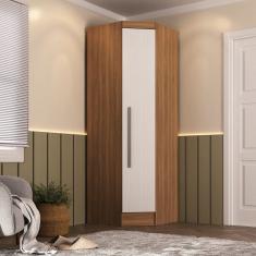 Guarda-roupa Modulado de Canto Viena 1 Porta Espresso Móveis Nogal/Branco