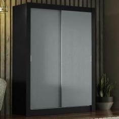 Guarda-Roupa Solteiro Madesa Denver 2 Portas de Correr - Preto/Cinza, 