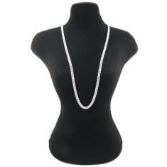 Corrente Masculina 60Cm 4Mm Largura Folheada Prata Cr848 - Wnbijouteri