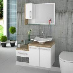 Conjunto para Banheiro Gabinete com Cuba F44 e Espelheira Legno 830w -