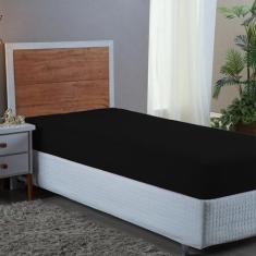 Lençol Solteiro Liso Aveludado 400 Fios Cama Box com Elástico Avulso -