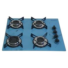 Cooktop Premium 5 bocas Tripla chama Marmorizado Azul Chamalar Bivolt.