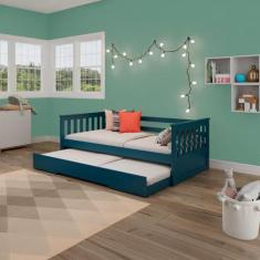 Bicama Mission em Madeira Maciça/MDF Azul - Arbol Movelaria