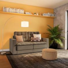 Sofá 3 Lugares Retrátil Munique Suede Bege - Mobly