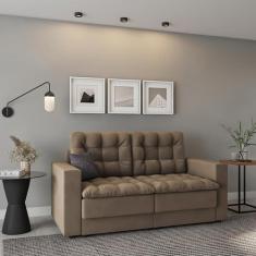 Sofá 3 Lugares Retrátil Dresden Suede Bege - Mobly