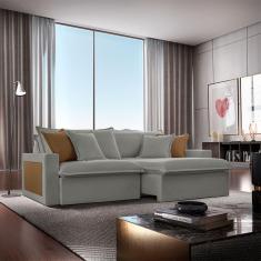 Sofá Dallas Linho Dois Módulos De 120cm B15 Meu Sofá Online A230 Linho Cinza